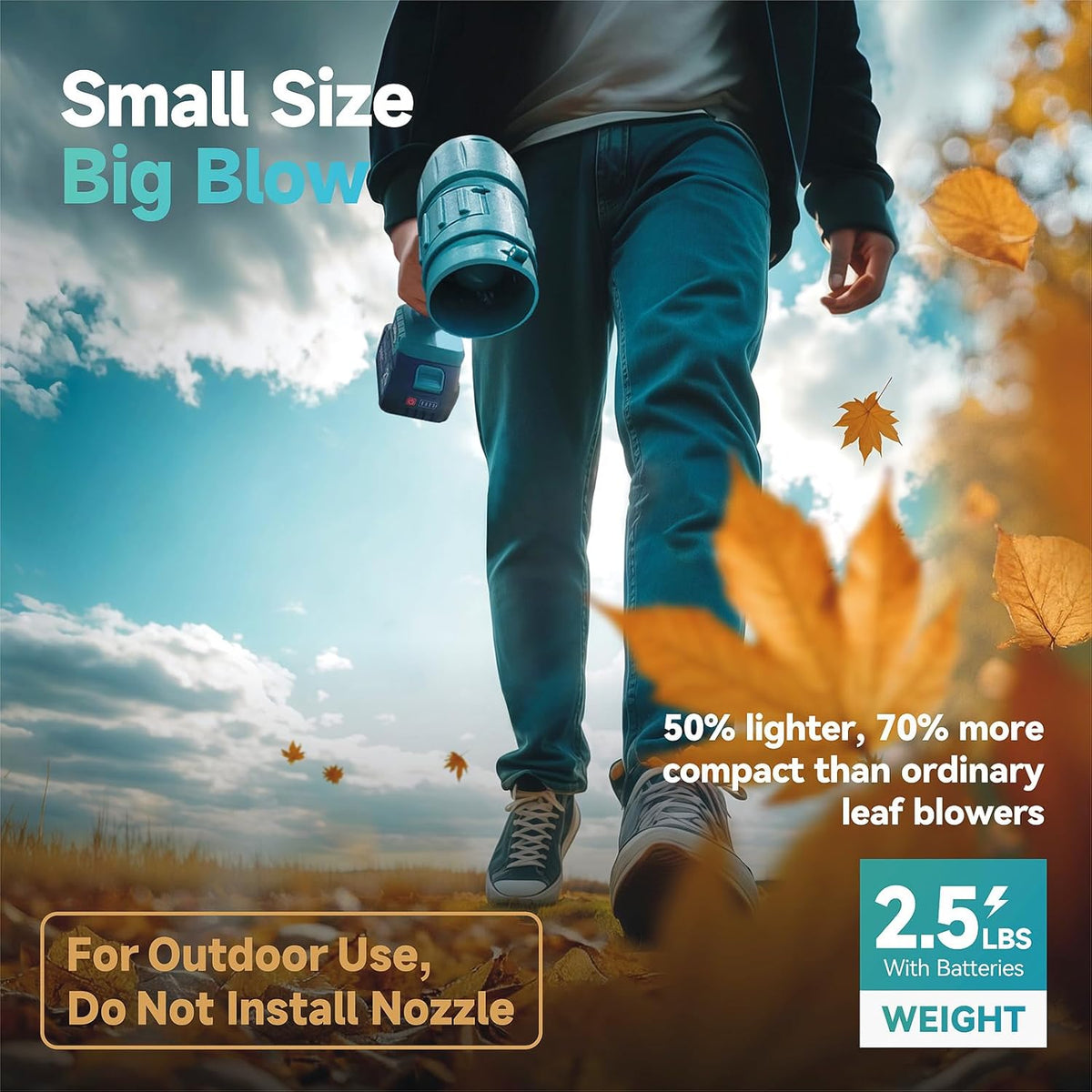 Cordless Leaf Blower, Premium Handheld Leaf Blower + 3 Nozzles and 2 Batteries with Level Indicator, Stepless Speed Control, Blowers for Lawn Care, Patio Cleaning and Dust