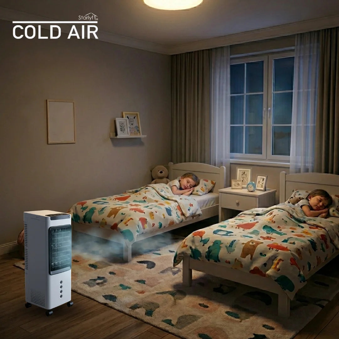 Starlyf cold air portable air cooler, 3 in 1 - cools, humidifies and purifies, evaporative air conditioner, low consumption 60w, portable humidifier, timer, remote control, 3 speeds